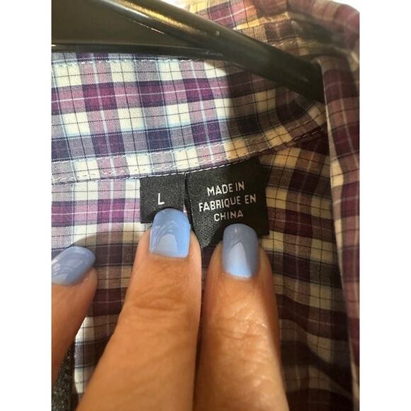 Hugo Boss Purple Multi Plaid Collared Long Sleeve Button Down Shirt Men Sz L - Picture 6 of 8